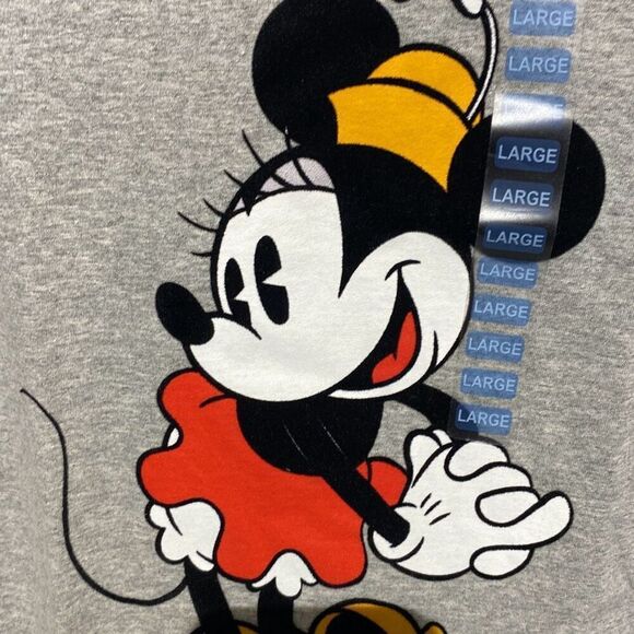 Disney Women's Gray Minnie Mouse Heather Graphic T-Shirt Size Large NWT - Picture 4 of 9